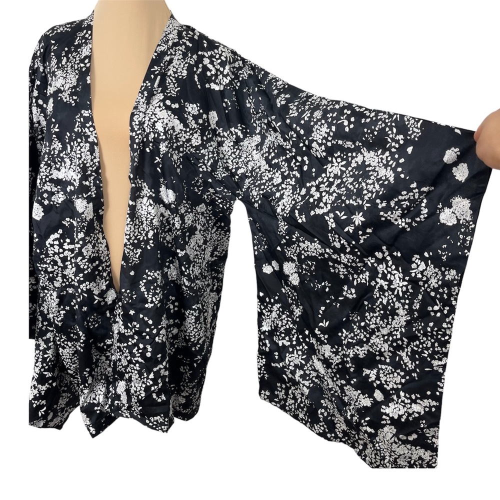 RUT OTERO Handmade Japanese Artist‎ Floral Open Front Kimono Sq SZ M Cotton